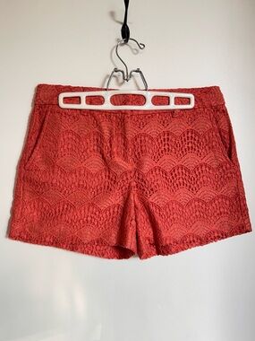 NWOT LOFT LACE OVERLAY CORAL SHORTS